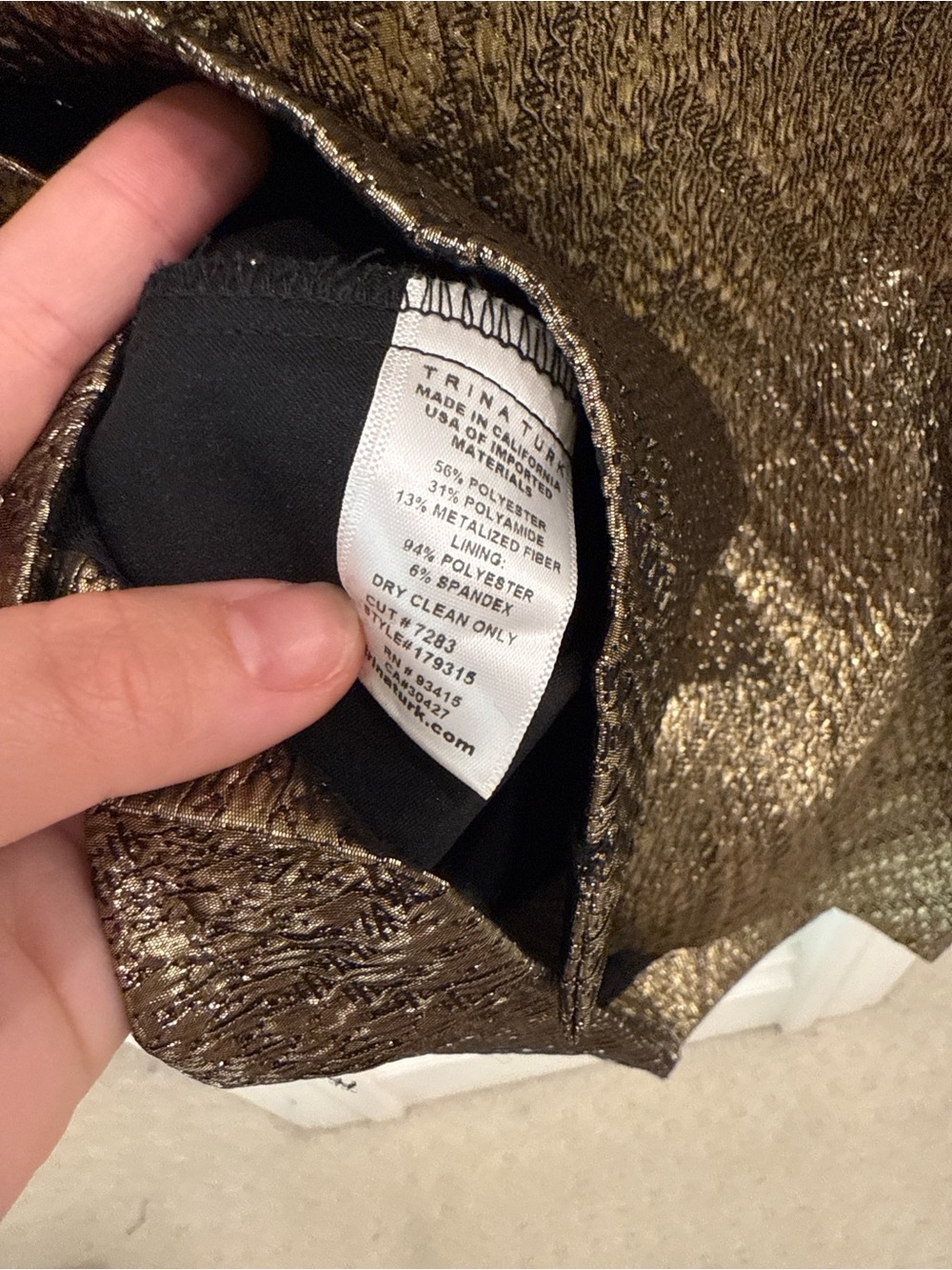 Trina Turk Gold Metallic Chevron Cocktail Dress Size 10 Halter - Picture 6 of 6